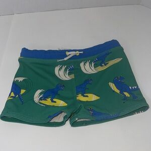 Mini Bodem Green Dinosaur Print Kids Swim Trunks